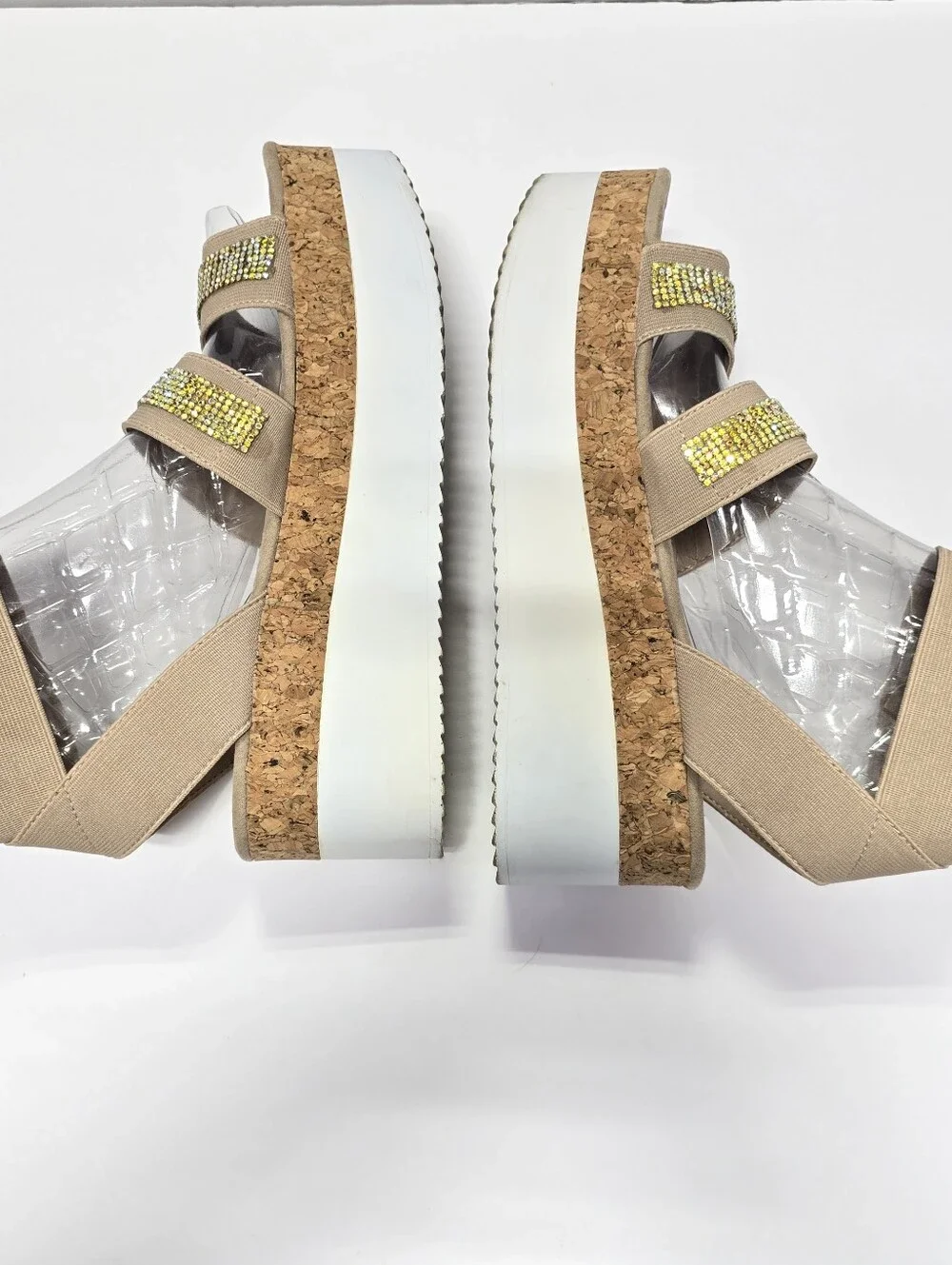 Steve Madden Heidi Rhinestone Strappy Ankle Strap Platform Wedge Sandals Size 6
